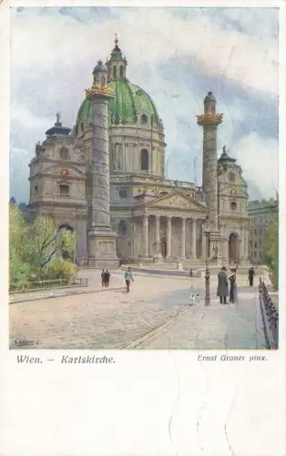 AK Wien Karlskirche Österreich 1925 gelaufen Postkarte