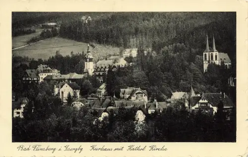 AK Bad Flinsberg Kurhaus Katholische Kirche Isergebirge Schlesien 1936 Postkarte