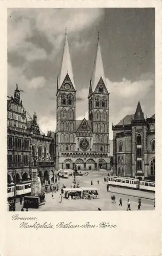 AK Bremen Marktplatz Rathaus Dom Börse Bremen 1942 gelaufen Postkarte