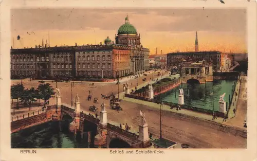AK Berlin Schloß und Schloßbrücke Pferdekutsche Berlin 1923 gelaufen Postkarte