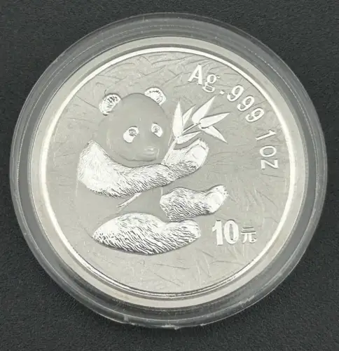 China 10 Yuan 2000 Panda 1 OZ Unze Silber PP