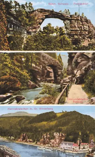 AK Herrnskretschen Prebischtor Edmundsklamm Böhmen 1926 gelaufen Postkarte