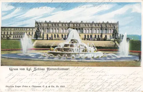 AK Chiemsee Schloss Herrenchiemsee Bayern 1900 gelaufen Postkarte
