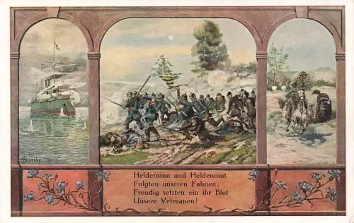 AK 1.WK Unsere Veteranen Heldensinn und Heldenmut Patriotika Postkarte