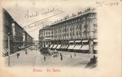 AK Milano Via Dante Italien 1902 gelaufen Postkarte