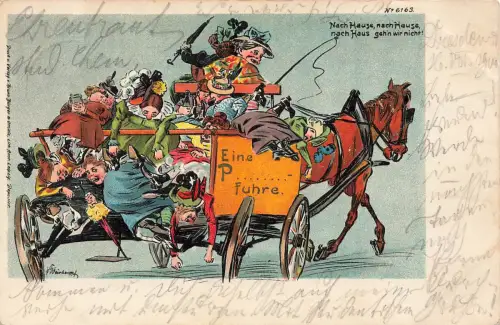 AK Eine P.... fuhre Bruno Buerger u. Ottillie No 6163 1900 gelaufen Postkarte