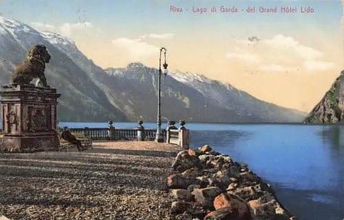 AK Riva Lago di Garda del Grand Hotel Lido Italien 1933 gelaufen Postkarte
