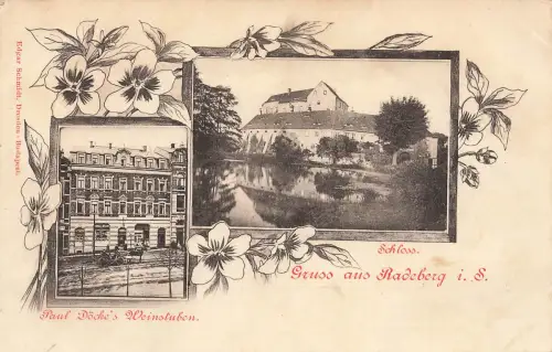 AK Radeberg Schloss Paul Döcke's Weinstuben Sachsen ungelaufen Postkarte Litho