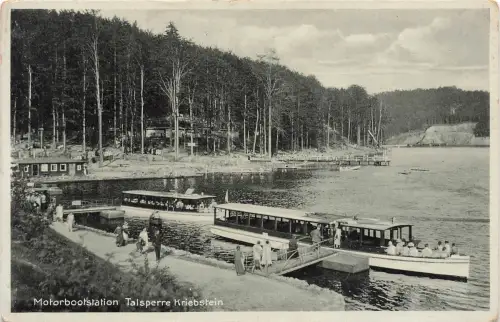 AK Kriebstein Talsperre Motorbootstation Sachsen ungelaufen Postkarte