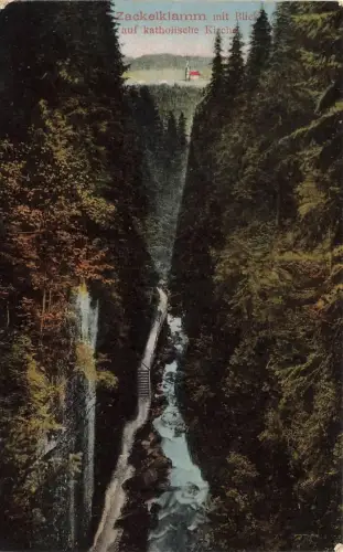 AK Schreiberhau Zackelklamm Kirche Schlesien 1922 gelaufen Postkarte