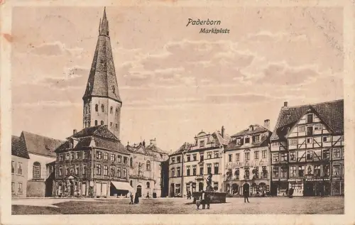 AK Paderborn Marktplatz Nordrhein-Westfalen 1916 gelaufen Postkarte