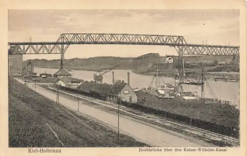 AK Kiel-Holtenau Hochbrücke Kaiser Wilhelm Kanal Schleswig-Holstein Postkarte