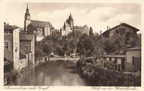 AK Schwarzenberg Blick von der Vorstadtkirche Sachsen Erzgebirge 1941 Postkarte