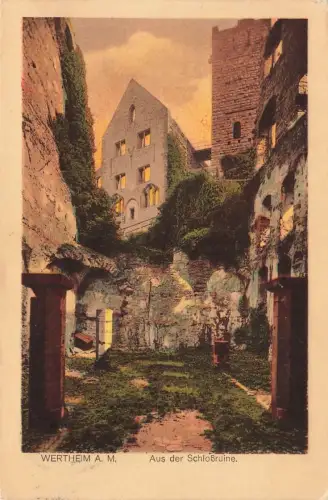 AK Wertheim am Main Schlossruine Baden-Württemberg 1927 gelaufen Postkarte