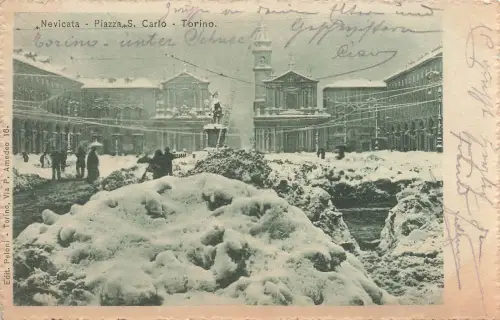AK Torino Nevicata Piazza S. Carlo Italien ungelaufen Postkarte