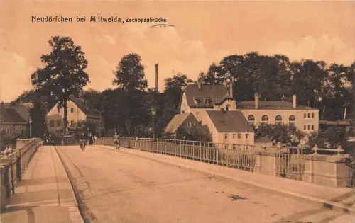 AK Neudörfchen Zschopaubrücke Sachsen Mittweida 1940 gelaufen Postkarte