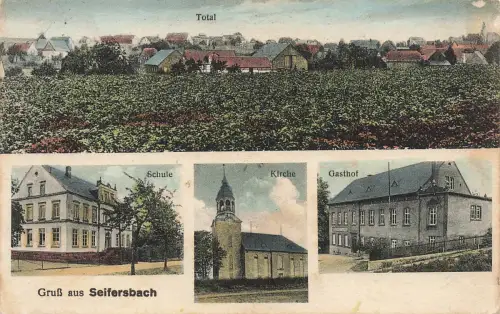 AK Seifersbach Gasthof Kirche Schule Sachsen 1929 gelaufen Postkarte