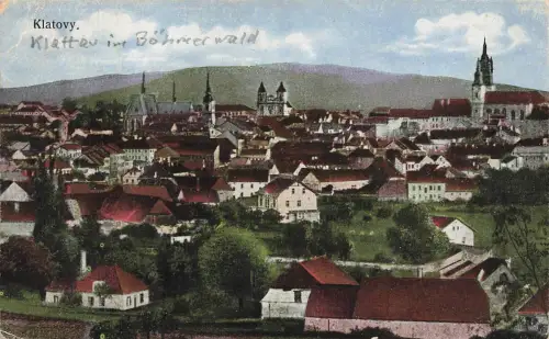 AK Klatovy Stadtansicht Böhmen Böhmerwald 1919 gelaufen Postkarte