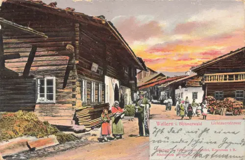 AK Wallern Lichtauerstrasse Böhmen Böhmerwald 1906 gelaufen Postkarte