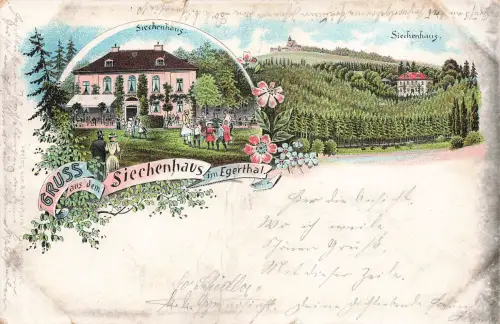 AK Cheb Siechenhaus Böhmen 1899 gelaufen Postkarte Litho