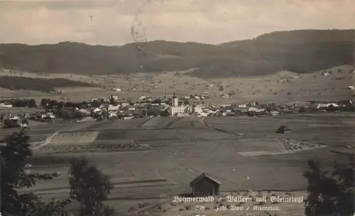 AK Wallern Stadtansicht Steinriegl Böhmen Böhmerwald 1928 gelaufen Postkarte