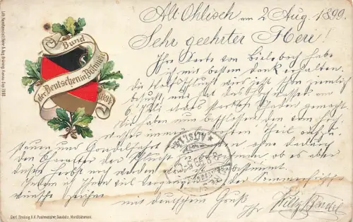 AK Bund der deutschen Böhmen 1899 ungelaufen Postkarte Geprägt