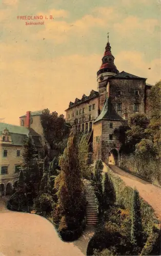 AK Friedland Schlosshof Böhmen 1907 gelaufen Postkarte