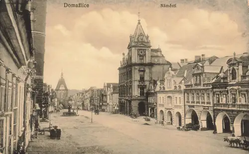 AK Domažlice Taus Námĕstí Böhmen ungelaufen Postkarte