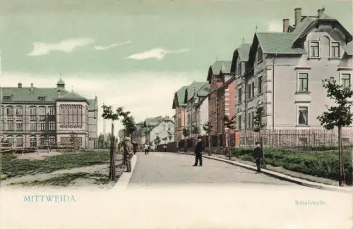 AK Mittweida Schulstraße Sachsen ungelaufen Postkarte