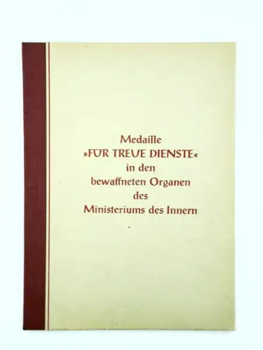 DDR MdI Urkunde für treue Dienste Silber 1958 Unterleutnant der VP