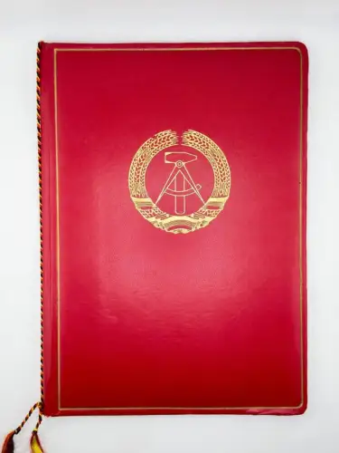 DDR Nationale Front Urkunde für NAW Aufbaunadel Gold 1959