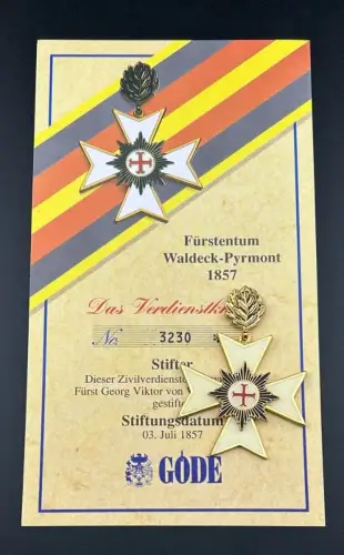 Orden Fürstenturm Waldeck Pyrmont 1857 von Göde mit Zertifikat