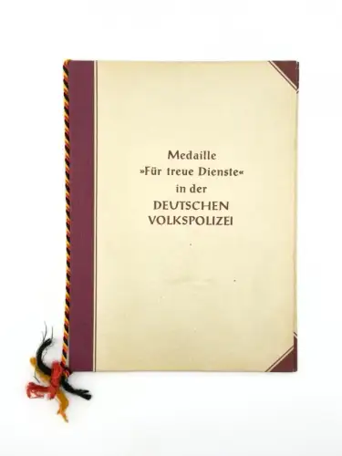 DDR DVP Urkunde Volkspolizei treue dienste Stufe III 1955 VP-Kommissar