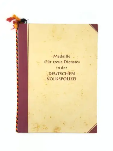 DDR DVP Urkunde Volkspolizei treue dienste Stufe III 1955 Dresden VP-Meister
