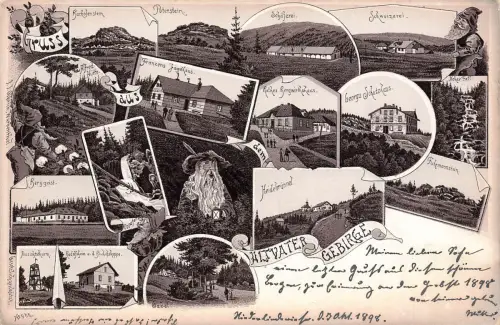 AK Altvater Gebirge Jagdhaus Schutzhaus Mähren 1898 Panorama Postkarte Litho