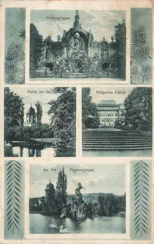 AK Veitshöchheim Mehrbildkarte Hofgarten Schloß Bayern 1923 gelaufen Postkarte