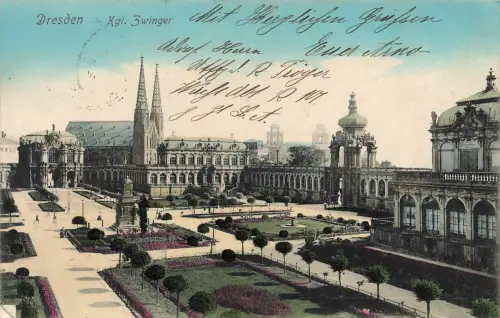 AK Dresden Königlicher Zwinger Sachsen 1914 gelaufen Postkarte