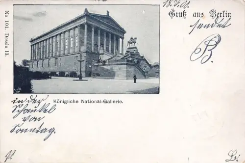 AK Berlin Königliche National Galerie Berlin 1900 gelaufen Postkarte