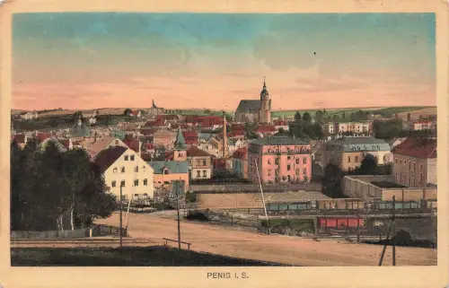 AK Penig Ortsansicht Kirche Sachsen 1915 gelaufen Feldpostkarte