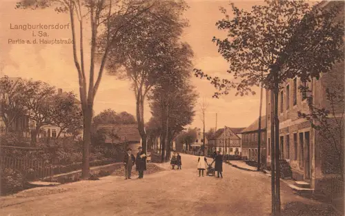 AK Langburkersdorf Partie Hauptstraße Sachsen ungelaufen Postkarte