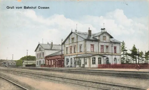 AK Cossen Bahnhof Sachsen Lunzenau 1929 gelaufen Postkarte