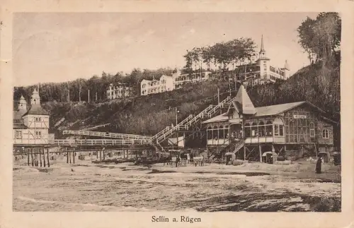 AK Sellin Strandprommenade Seebrücke Mecklenburg-Vorpommern Rügen 1925 Postkarte