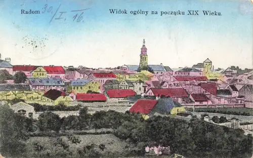 AK Radom Stadtpanorama Widok ogólny na początku XIX Wieku Polen 1916 Postkarte