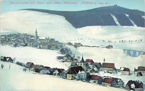AK Oberwiesenthal Grenzort Böhmisch Wiesenthal Fichtelberg Winter Postkarte