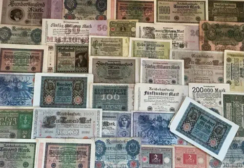 Lot / Konvolut 50 Original Geldscheine Banknoten Deutsches Reich, Inflation