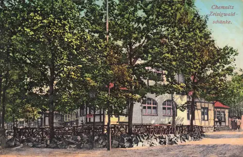 AK Chemnitz Ausflugsgaststätte Zeisigwaldschänke Sachsen 1915 gelaufen Postkarte