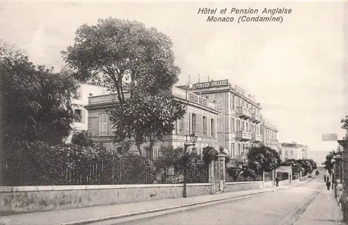 AK Monaco Hôtel et Pension Anglaise Straßenansicht Monaco Postkarte