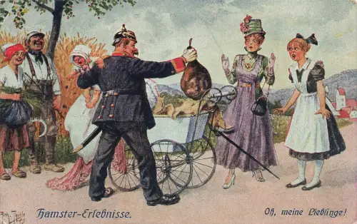 AK 1.WK Hamster Erlebnisse Oh meine Lieblinge Arthur Thiele 1918 Patriotika