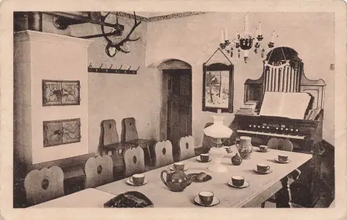 AK Zöblitz Jugendherberge Hüttstadtmühle Innen Sachsen Erzgebirge Postkarte