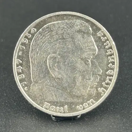 2 Reichsmark 1936 G Drittes Reich Hindenburg Silber